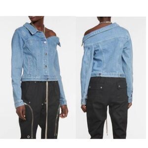 RTA Women's Blue Rebecca One-shoulder Denim Trucker Jacket